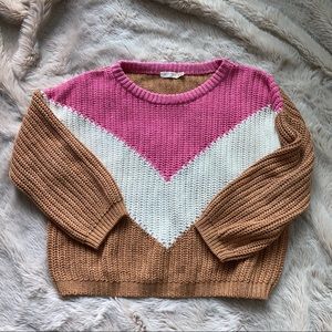 brown and white sweater